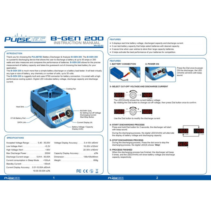 Pulsetec B-GEN 200 descargador y analizador RC
