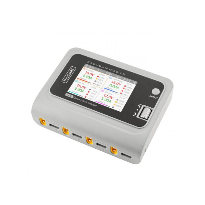 ToolkitRC Q4AC cargador LiPo 1-4S 5A AC/DC Quad