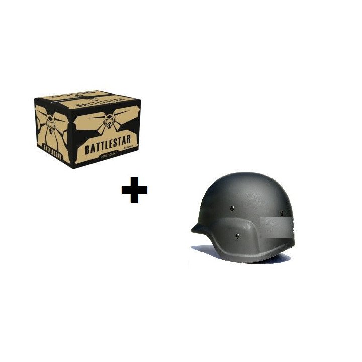 Caja Paintballs Battlestar Cal.68 2000 + Casco Táctico Negro