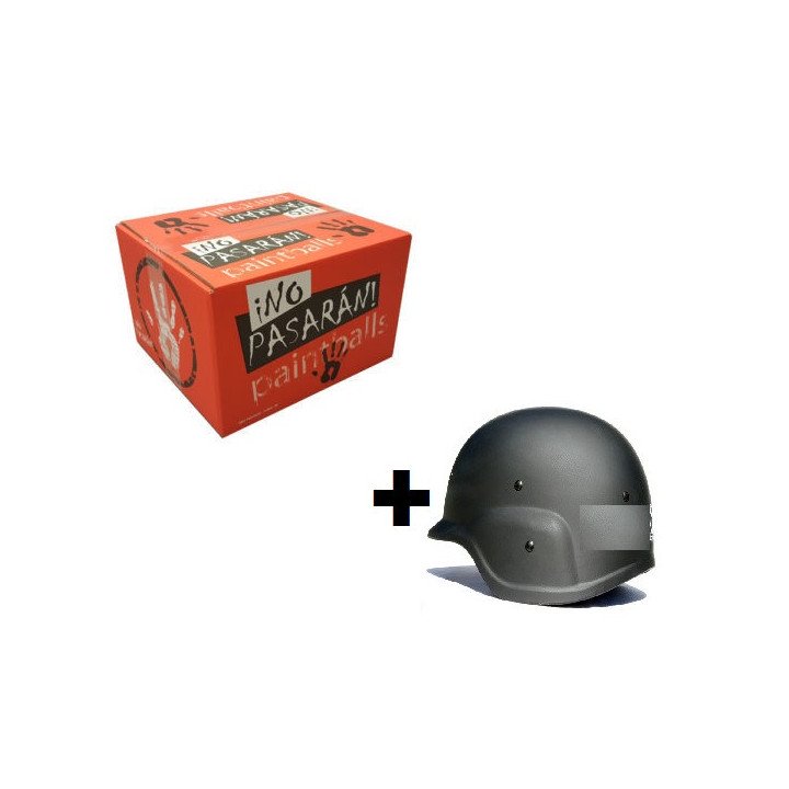 Caja 2000 Paintballs NoPasaran Cal.68 + Casco Táctico