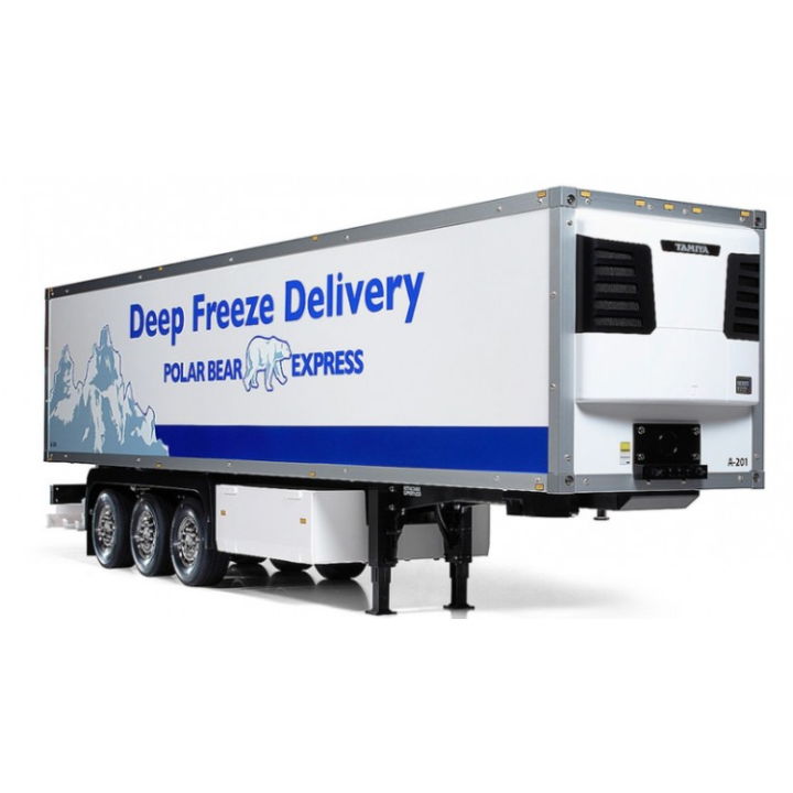 Remolque frigorífico Tamiya 3 Axle Reefer Trailer RC 1/14. Tráiler de 3 ejes con puertas funcionales, estructura metálica y comp