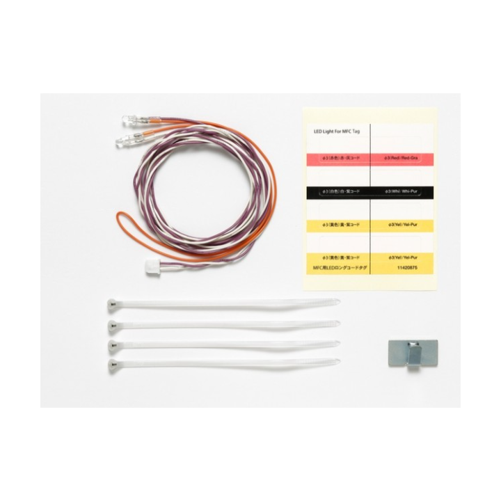 Tamiya LED Blanco 3mm 1100mm Cable para MFC | Faros delanteros Camiones RC