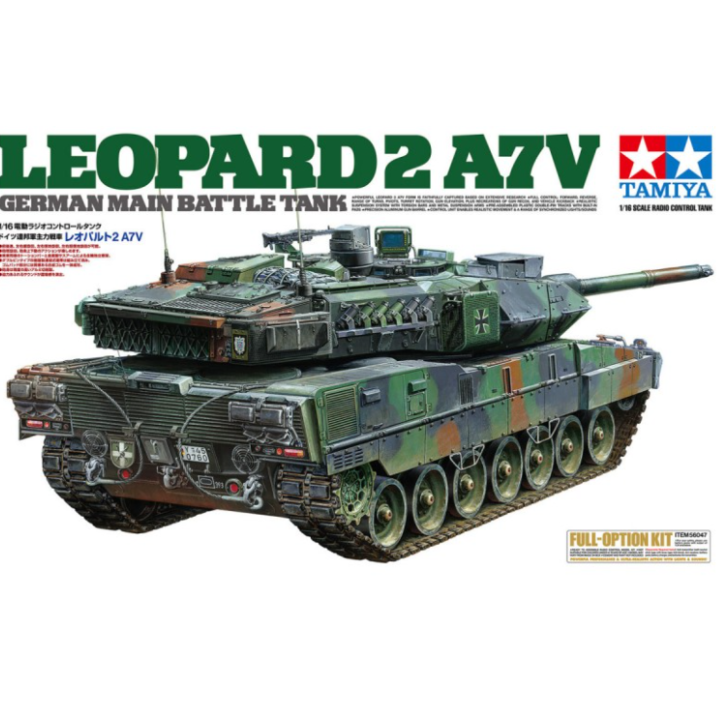 Tamiya Leopard 2 A7V 1/16 RC Full Option Kit – Tanque alemán moderno