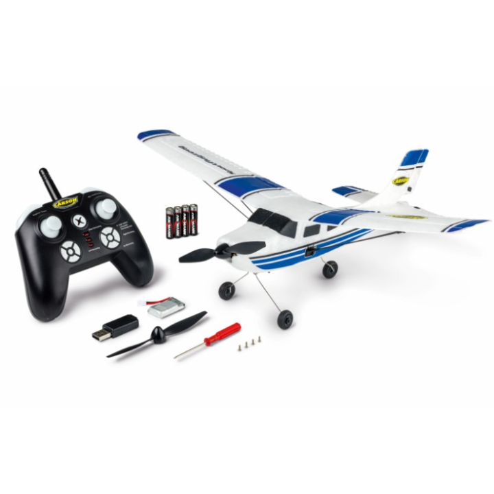 Carson RC Sports Airplane 2.4GHz 100% RTR Azul – Avión RC para principiantes