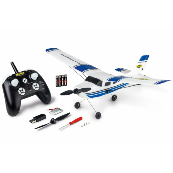 Carson RC Sports Airplane 2.4GHz 100% RTR Azul – Avión RC para principiantes