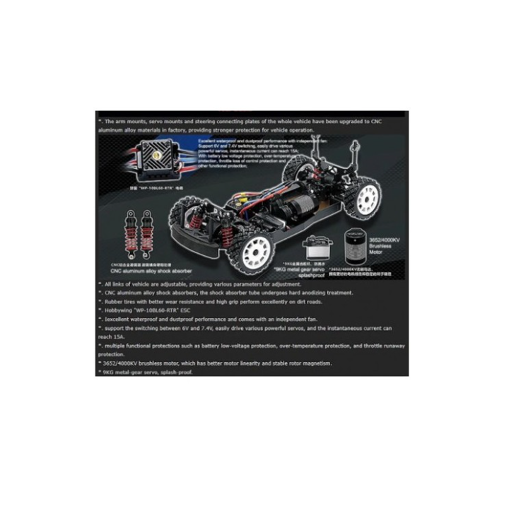 HNR H9804 Foxhound RTR Rally Car 1/10 Brushless Rojo | Coche RC 4WD