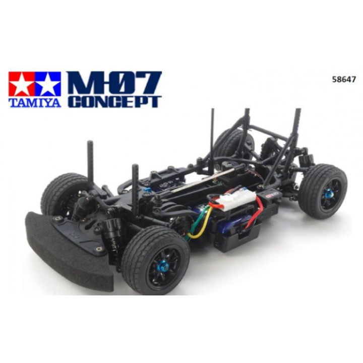 Tamiya M-07 Chassis Concept Kit: chasis RC 1/10 FWD de alto rendimiento, suspensión independiente y gran estabilidad. Ideal para