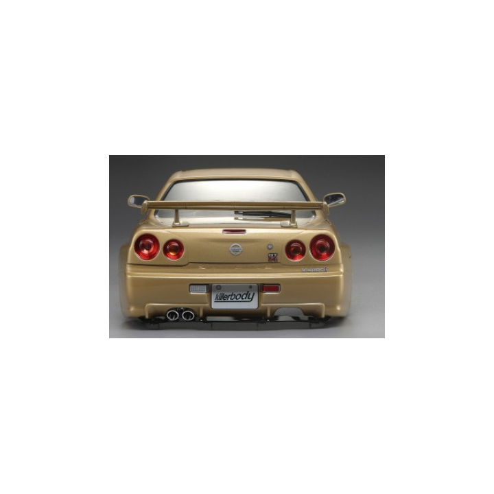 Killerbody Nissan Skyline R34 "Champagne-Gold" · Carrocería RC Pintada y Lista para Usar
