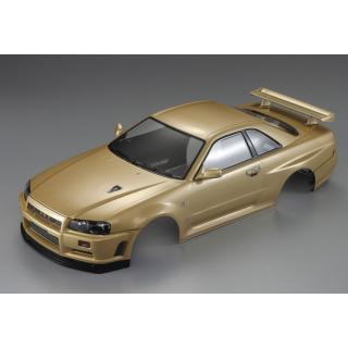 Killerbody Nissan Skyline R34 "Champagne-Gold" · Carrocería RC Pintada y Lista para Usar