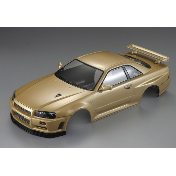 Killerbody Nissan Skyline R34 "Champagne-Gold" · Carrocería RC Pintada y Lista para Usar