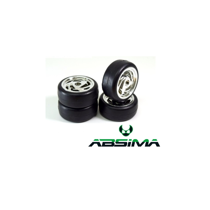 ABSIMA Slick Wheel Set Ronin Chrome | Ruedas Slick Cromadas RC de Competición