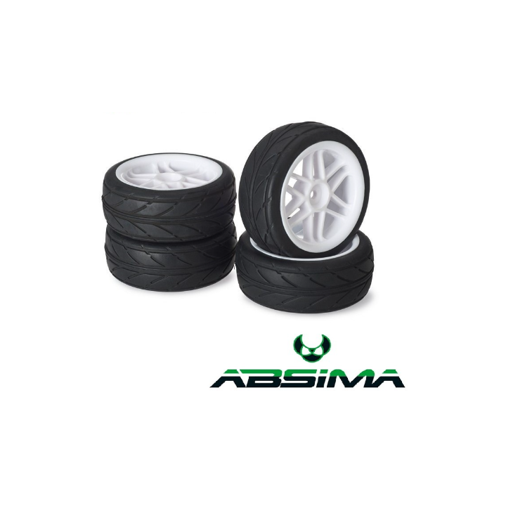 ABSIMA Wheel Set Onroad 6 Spoke White | Ruedas RC Onroad Blancas de Competición