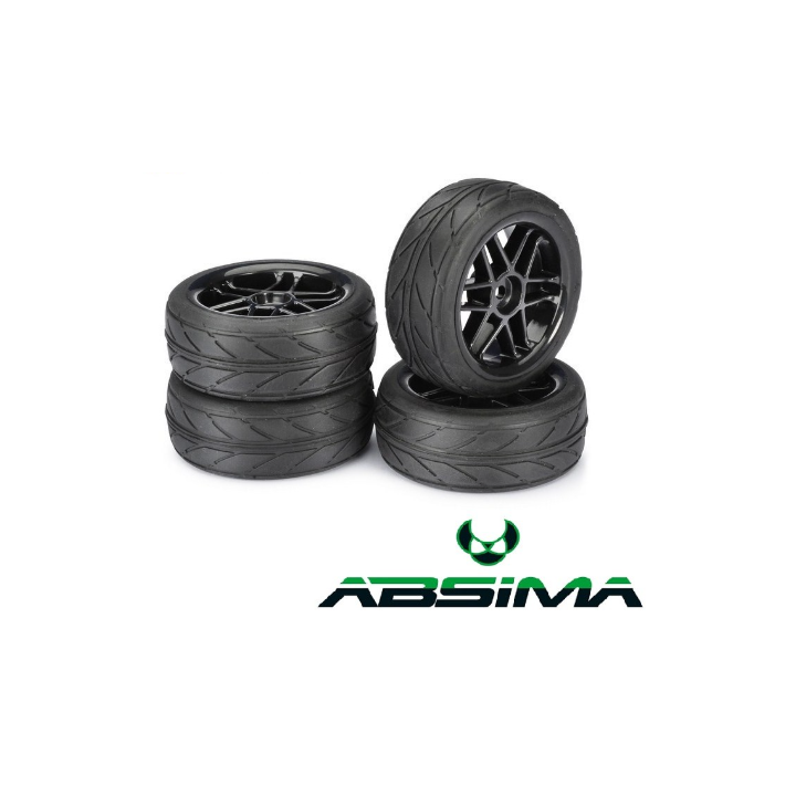 ABSIMA Wheel Set Onroad 6 Spoke Black | Ruedas RC Onroad Negras de Competición