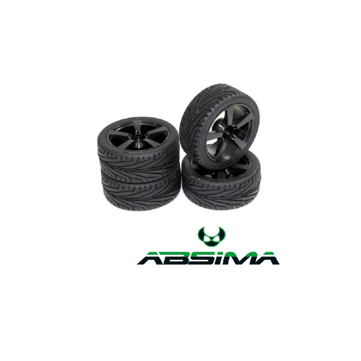 ABSIMA Wheel Set Onroad 5 Spoke Black | Ruedas RC Onroad Negras de Competición