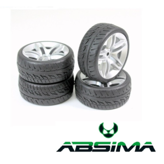 ABSIMA Wheel Set Onroad 10 Spoke Silver | Ruedas RC Onroad Plateadas de Competición