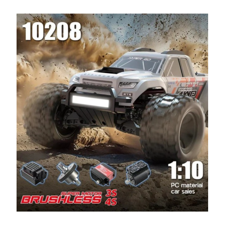 Hyper Go MT10 V2 White 1/10 Monster Truck RC Brushless