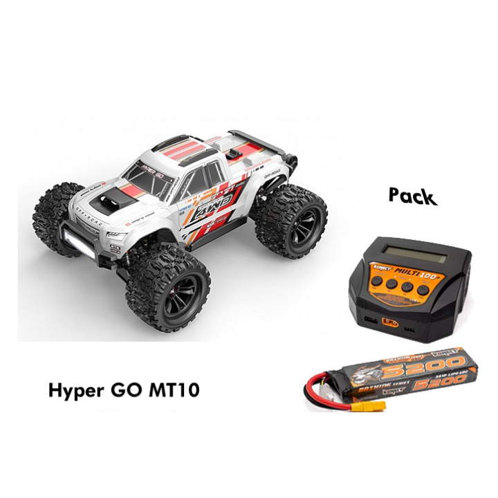Hyper Go MT10 V2 White Pack 1/10 Monster Truck RC Brushless 4WD