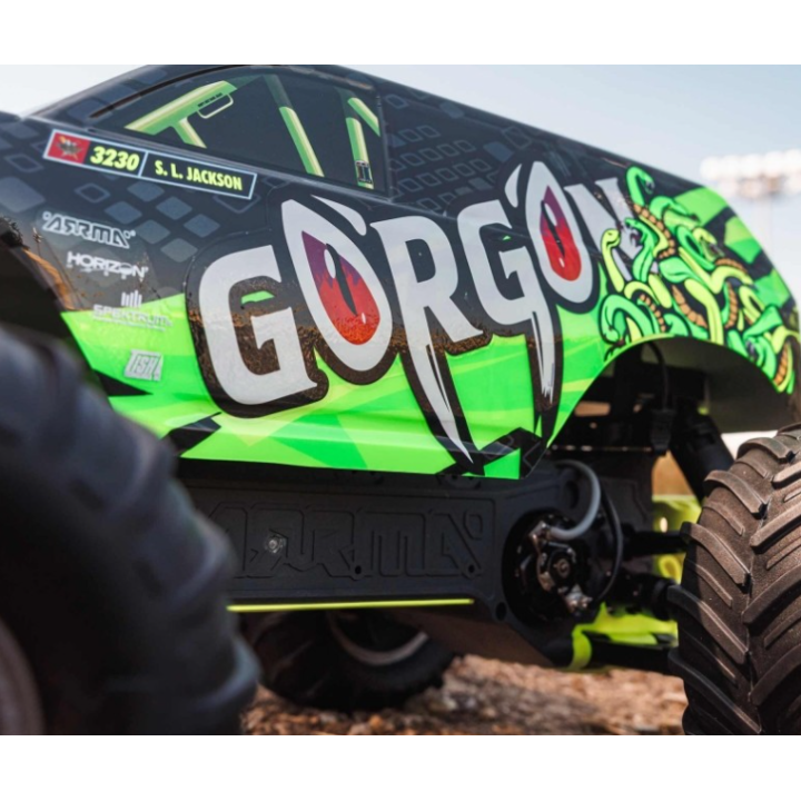 ARRMA Gorgon 4X2 MEGA 550 Brushed Monster Truck 1/10 RTR Amarillo (Batería y Cargador Incluidos)