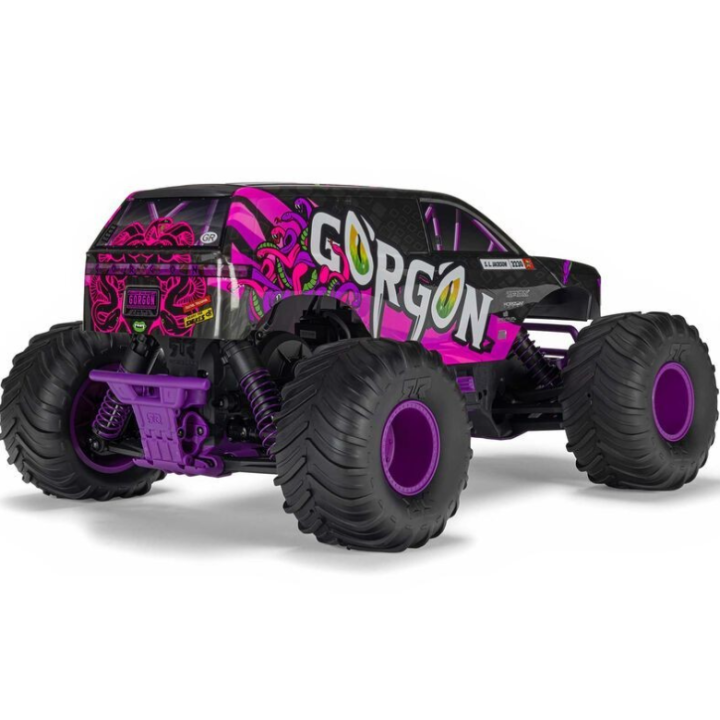 Arrma 1-10 GORGON 2WD RTR Brushed Monster Truck Purple con Batería y Cargador Incluidos