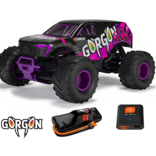 Arrma 1-10 GORGON 2WD RTR Brushed Monster Truck Purple con Batería y Cargador Incluidos