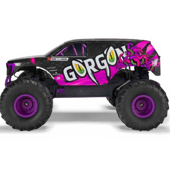 Arrma 1-10 GORGON 2WD RTR Brushed Monster Truck Purple con Batería y Cargador Incluidos