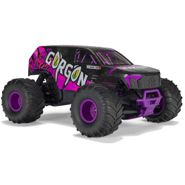 Arrma 1-10 GORGON 2WD RTR Brushed Monster Truck Purple con Batería y Cargador Incluidos
