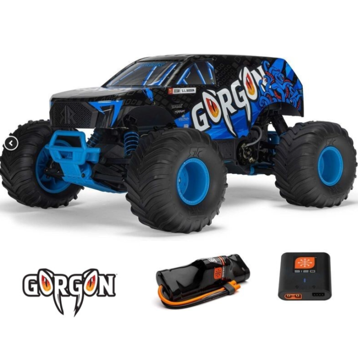 Arrma 1-10 GORGON 2WD RTR Brushed Monster Truck Blue con Batería y Cargador Incluidos