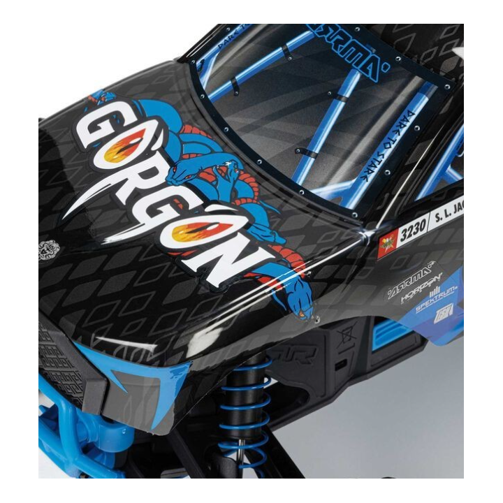 Arrma 1-10 GORGON 2WD RTR Brushed Monster Truck Blue con Batería y Cargador Incluidos