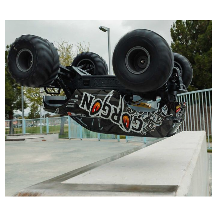 Arrma 1-10 GORGON 2WD RTR Brushed Monster Truck Gun Metal con Batería y Cargador Incluidos