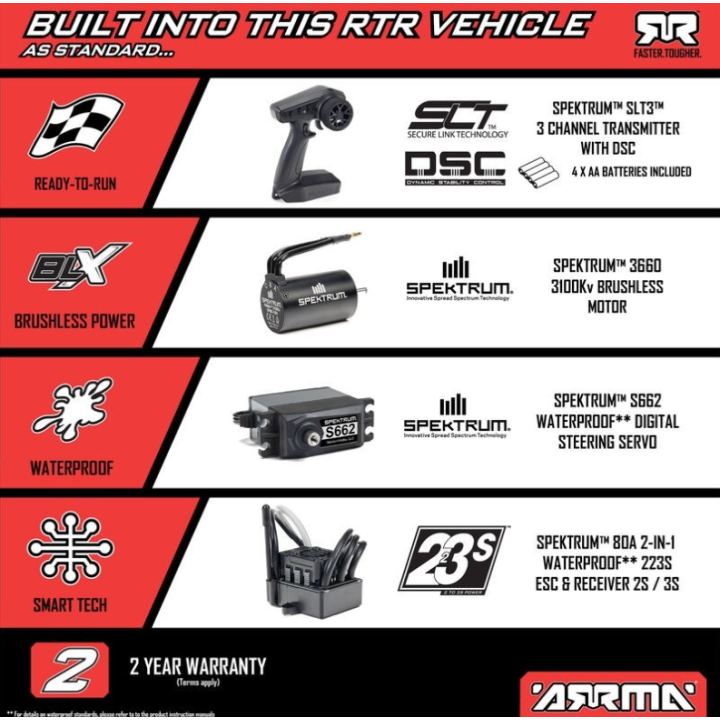 ARRMA Granite 223S 1/10 Brushless 4WD Monster Truck RTR Rojo
