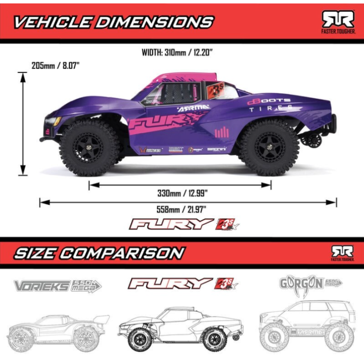 ARRMA 1/10 Fury 223S 2WD Brushless Short Course Truck RTR Verde