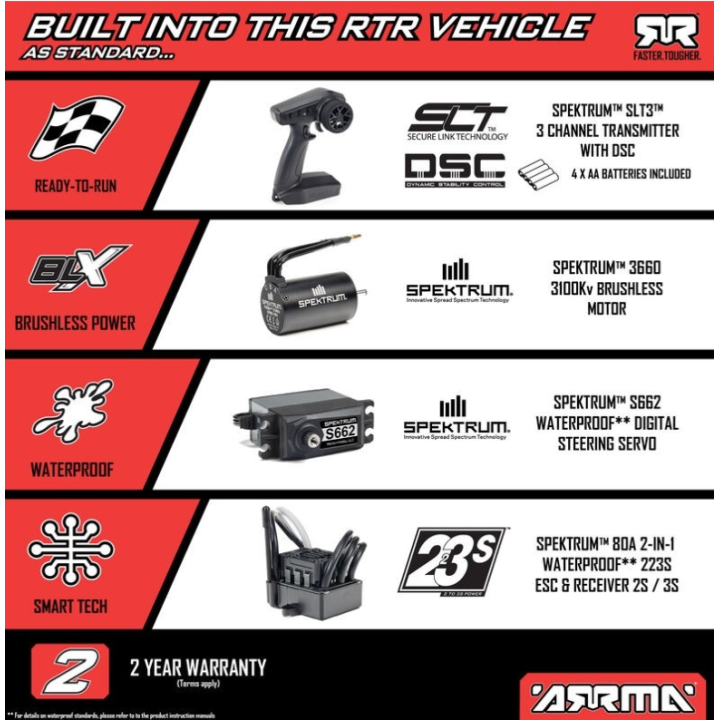 ARRMA Big Rock 223S 1/10 4ED Brushless RTR Negro