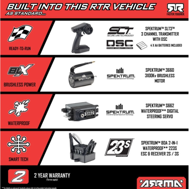 ARRMA 1/10 Big Rock 223S Brushless 4WD Monster Truck Verde