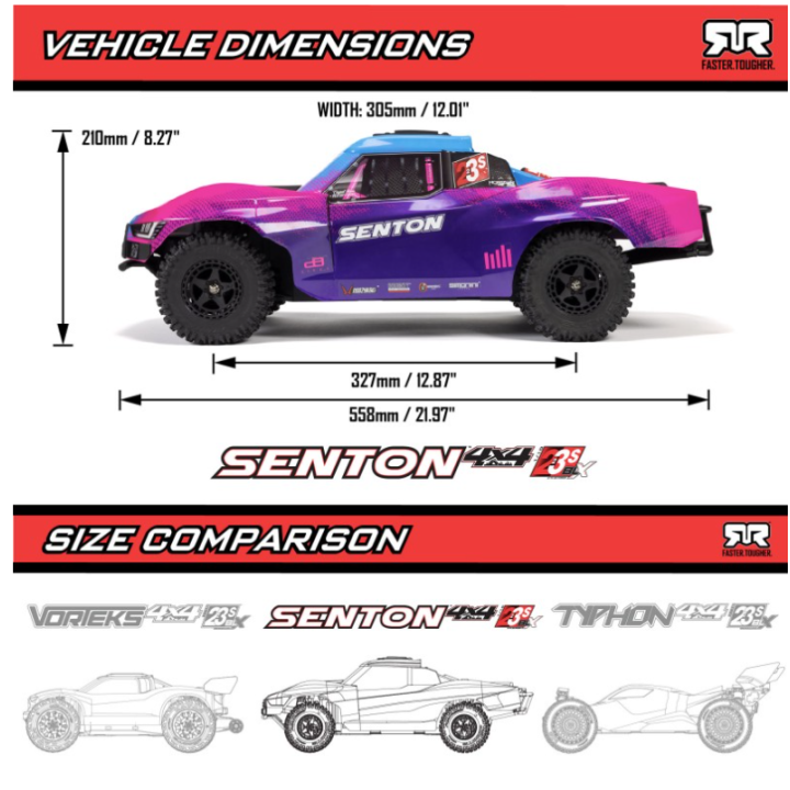 ARRMA 1/10 Senton 223S BLX Brushless 4WD Short Course Truck RTR Azul