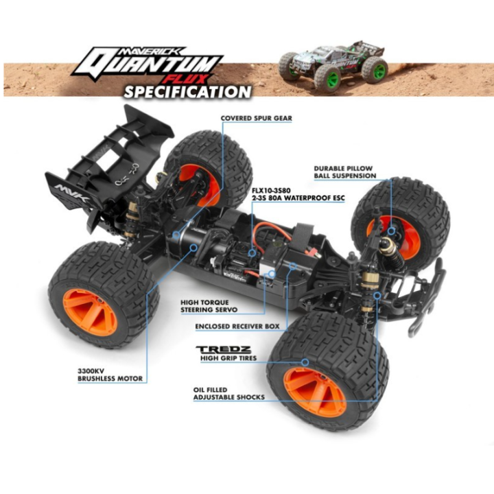 MAVERICK QUANTUM XT FLUX 1/10 4WD Stadium Truck Silver