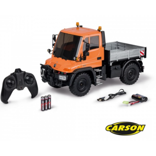 CARSON 1:12 MB Unimog U300 2.4GHz 100% RTR Naranja – Camión RC todoterreno realista