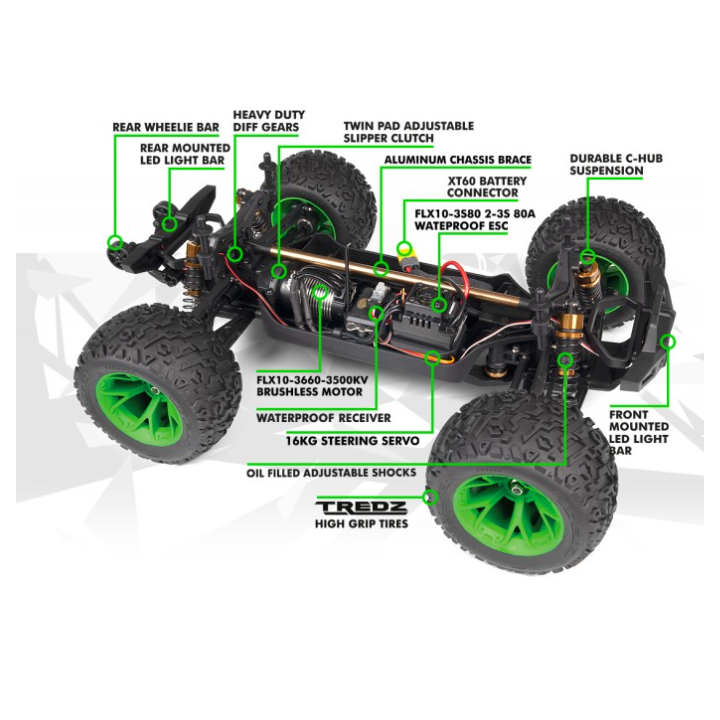 Maverick Quantum2 MT Flux 1/10 Monster Truck Green