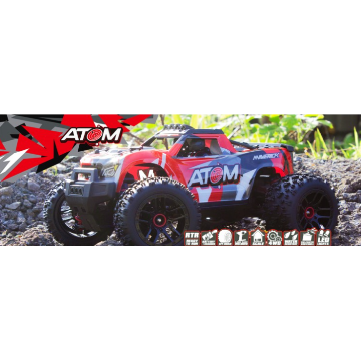 Maverick Atom 1/18 4WD Camión Eléctrico Rojo RTR