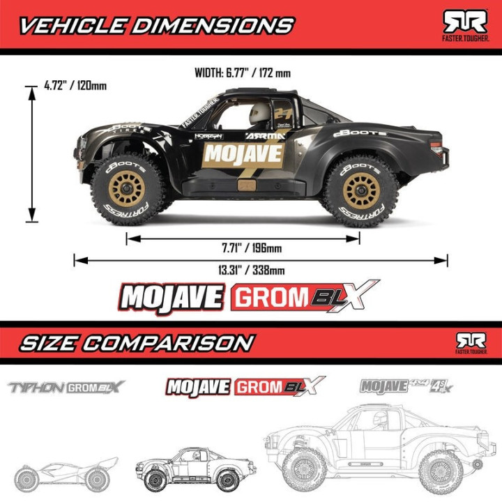 ARRMA Mojave Grom BLX 1/18 Desert Truck Brushless RTR Negro (sin batería)