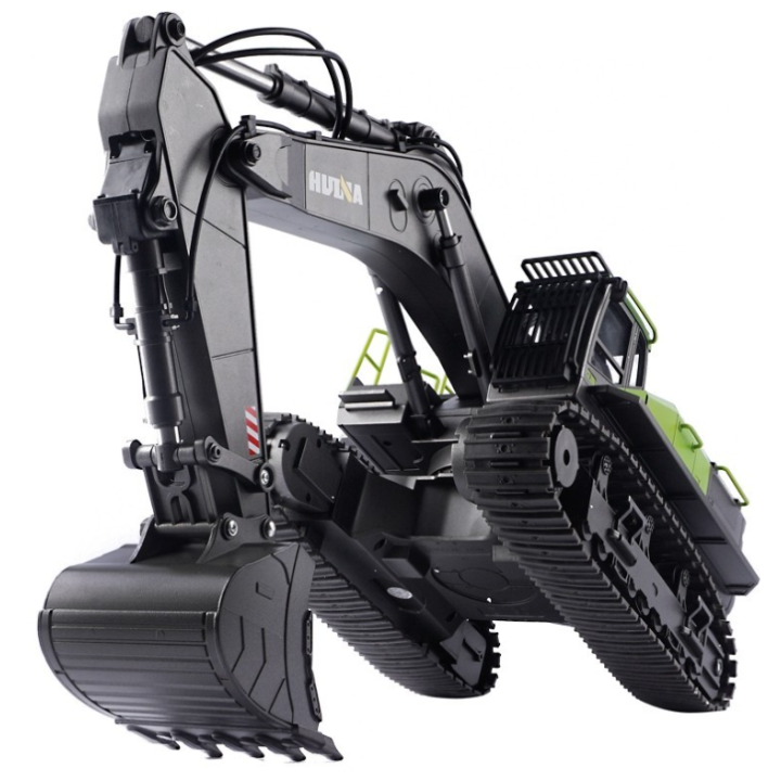 Excavadora RC HuiNa 1593 1/14 Verde 2.4GHz con Pala Metálica – 22 Canales Realistas