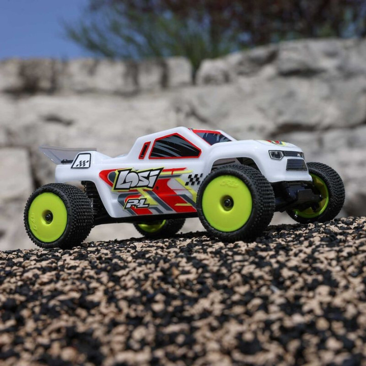 Losi Micro-T 1/28 2WD Stadium Truck RTR Blanco con batería y cargador