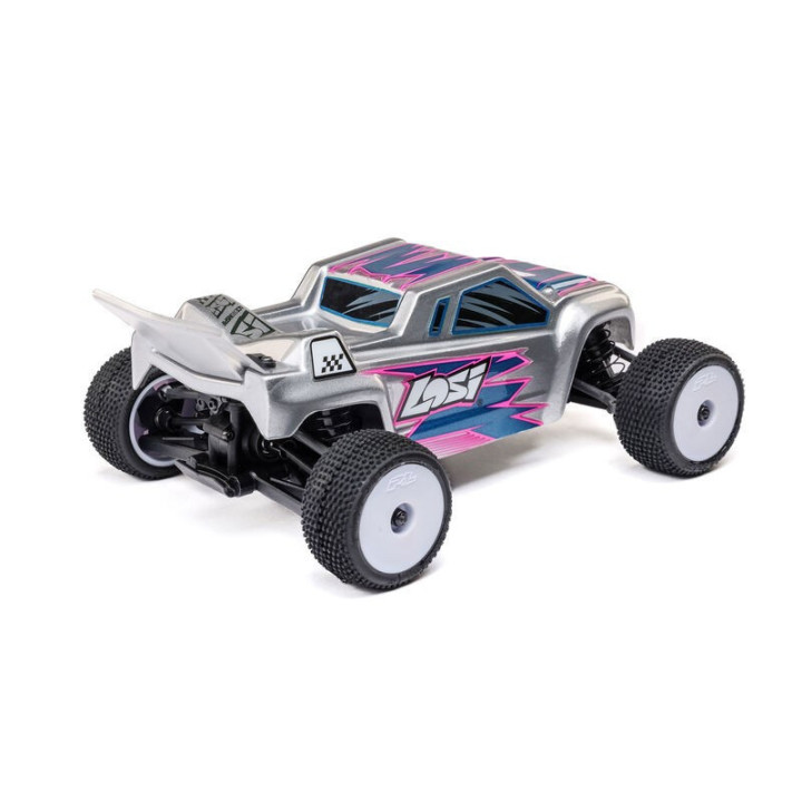 Losi Micro-T 1/28 2WD Stadium Truck RTR Silver con batería y cargador