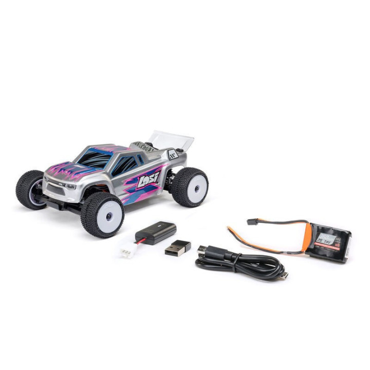 Losi Micro-T 1/28 2WD Stadium Truck RTR Silver con batería y cargador