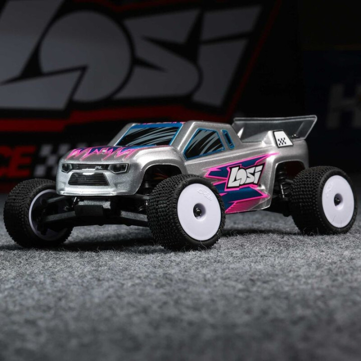 Losi Micro-T 1/28 2WD Stadium Truck RTR Silver con batería y cargador