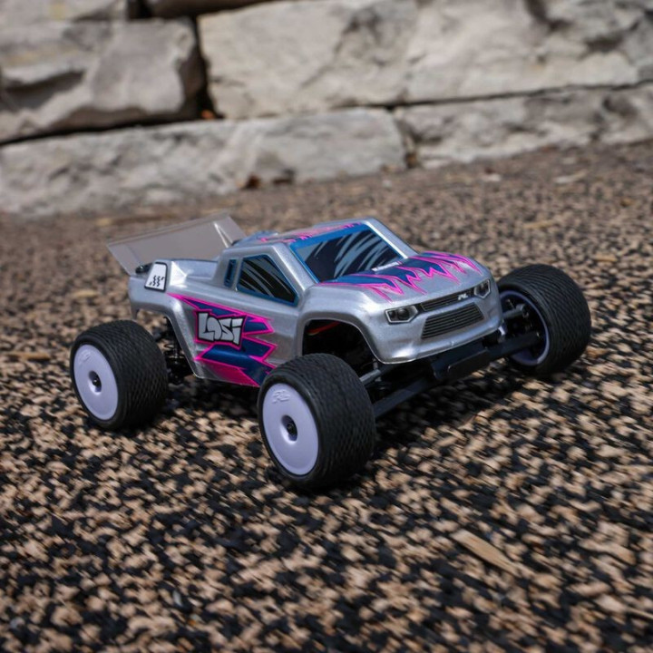 Losi Micro-T 1/28 2WD Stadium Truck RTR Silver con batería y cargador