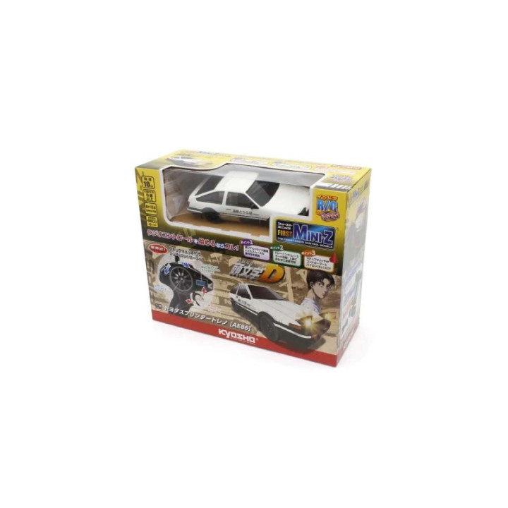 Kyosho First Mini-Z 1:28 Initial-D Toyota Sprinter Trueno AE86 WH/BK con batería y cargador