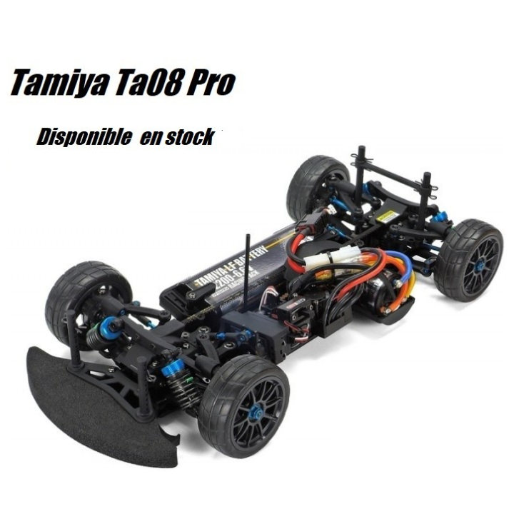 Descubre el Tamiya TA08 Pro Chassis Kit 1/10, un chasis de coche RC de competición con tracción 4WD por correa, diferenciales TR