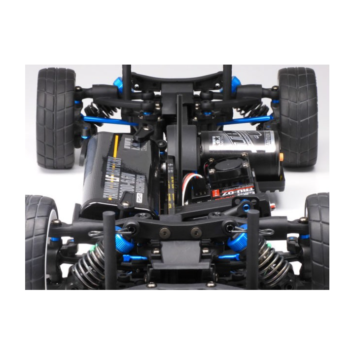 Descubre el Tamiya TA08 Pro Chassis Kit 1/10, un chasis de coche RC de competición con tracción 4WD por correa, diferenciales TR