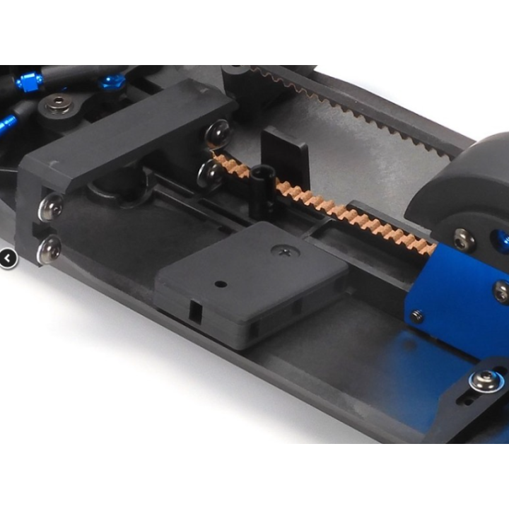 Descubre el Tamiya TA08 Pro Chassis Kit 1/10, un chasis de coche RC de competición con tracción 4WD por correa, diferenciales TR
