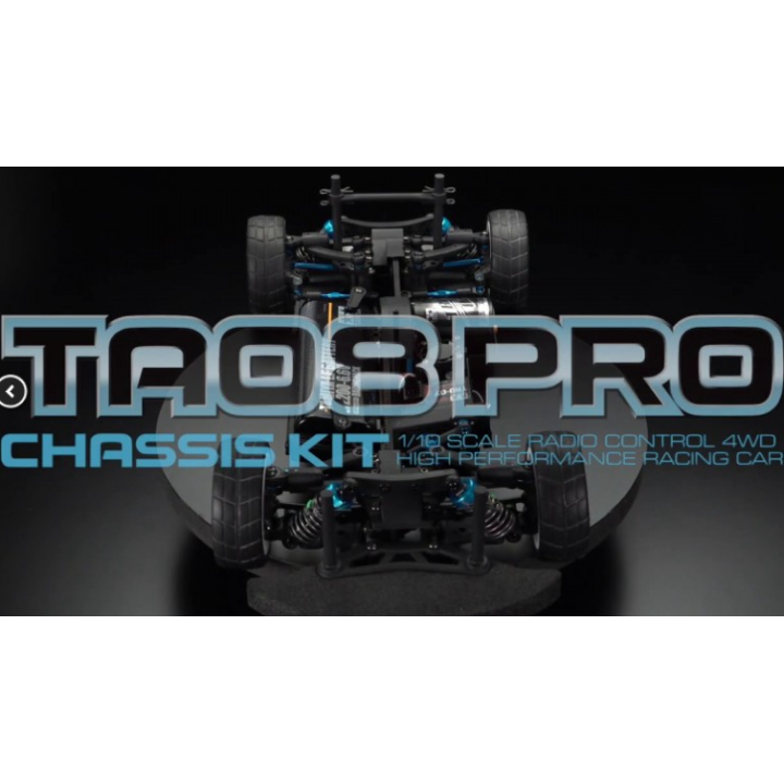 Descubre el Tamiya TA08 Pro Chassis Kit 1/10, un chasis de coche RC de competición con tracción 4WD por correa, diferenciales TR